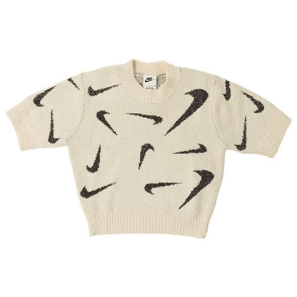 Nike Phoenix Cozy Bouclé Logo Print Slim Fit Cropped Casual Knit T-Shirt Small S - Picture 11 of 13